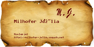 Milhofer Júlia névjegykártya